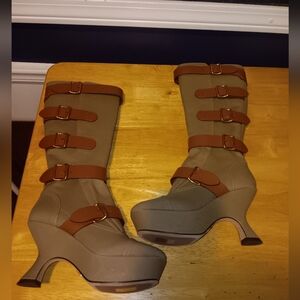 Christian Dior Rare Canvas & Leather Heeled Boots Trotter Interior Size 35 1/2